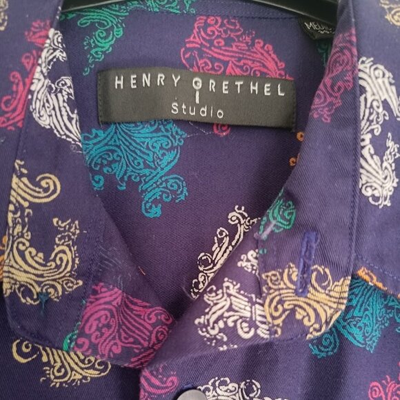 M🟣Henry Grethel Dark Purple Cotton Dress Shirt - Picture 5 of 8